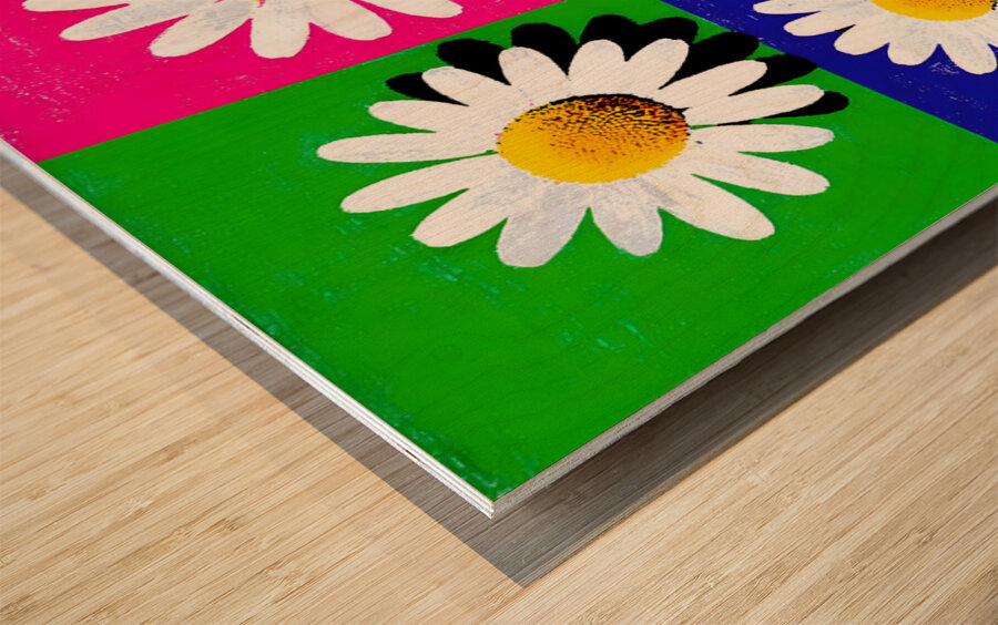 Daisy Days – Color Block Pop Art Print Wood print