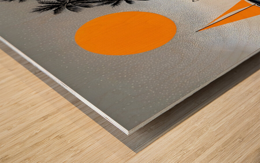 Orange Sun Harbor - Tropical Modern Print Wood print
