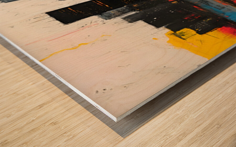 City Sparks – Abstract Skyline Print Wood print