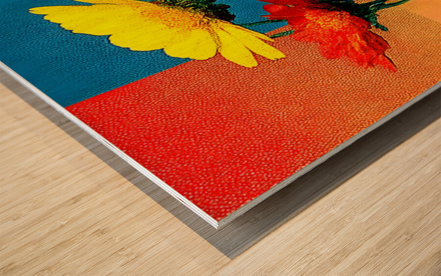 Rainbow Bloom – Color Block Daisy Print Wood print