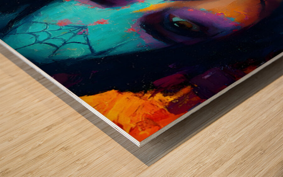 Calavera Azul D a de los Muertos Sugar Skull Impression sur bois