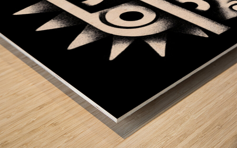 Aztec Sun God – Tribal Mask Art Print Wood print