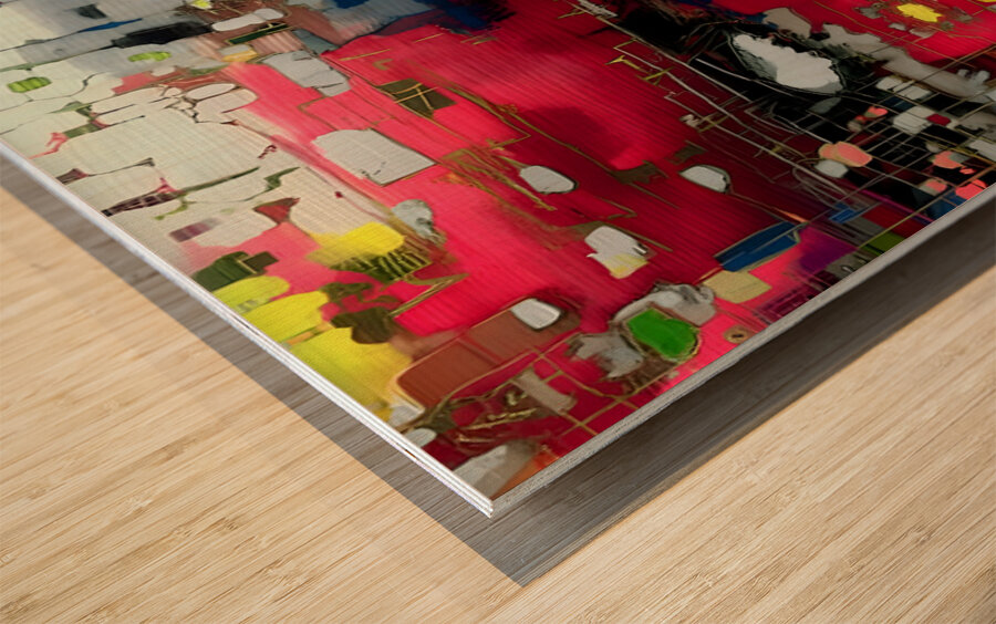 Red Storm – Abstract Expressionist Art Print Impression sur bois