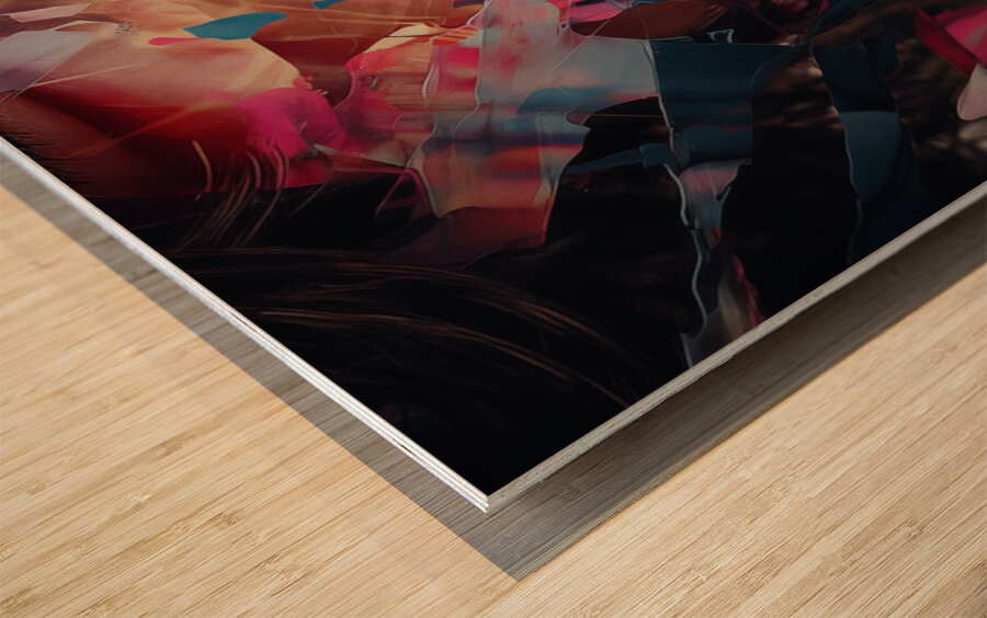 Fractured Grace – Abstract Portrait in Color Print Impression sur bois