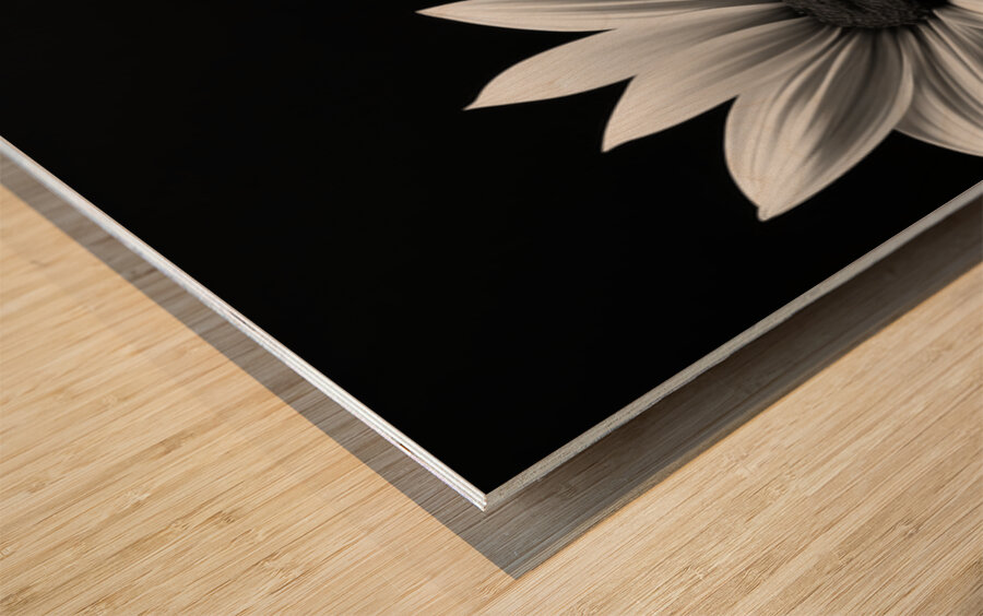 Eternal Bloom – Monochrome Sunflower Field Print Wood print