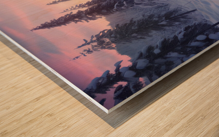 Solstice River – Winter Twilight Landscape Print Impression sur bois