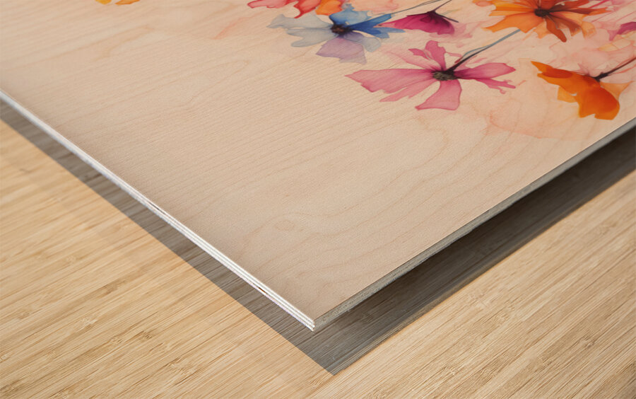 Candy Drip Garden – Abstract Floral Print Wood print