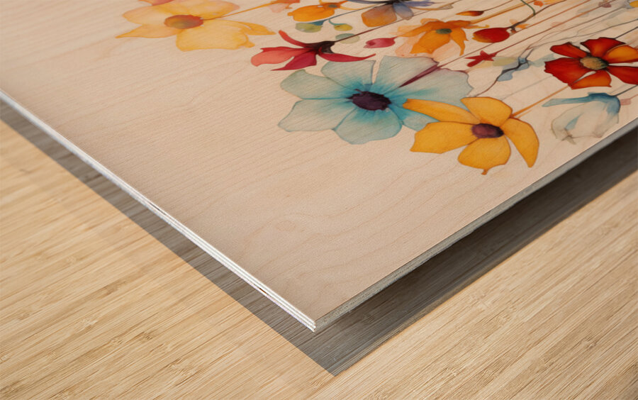 Audacious – Abstract Floral Print Wood print