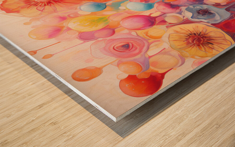 Bloom Voltage – Abstract Floral Field Print Wood print