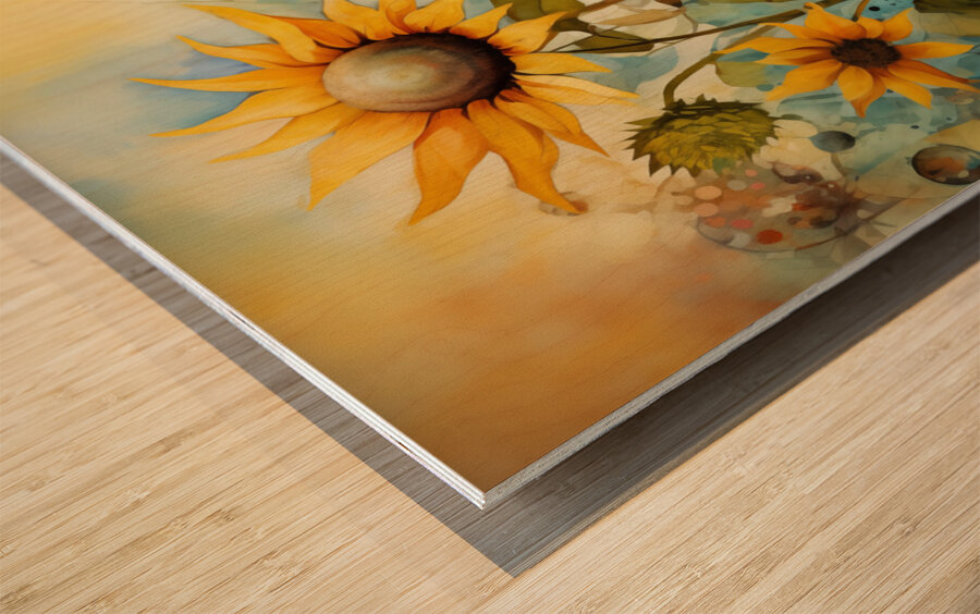 Vitality - Sunflower Meadow Art Prints Wood print