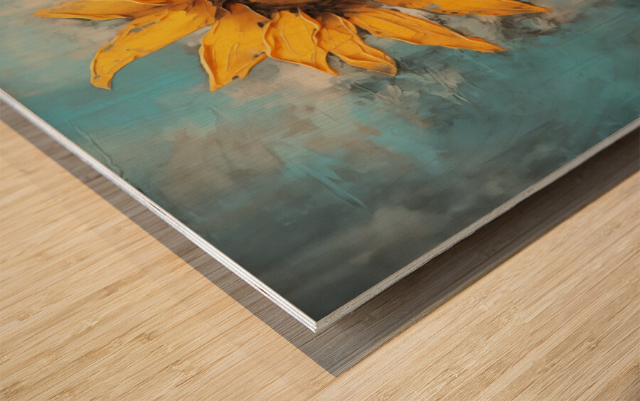 Allure - Sunflower Duo - Modern Floral Art Prints Wood print