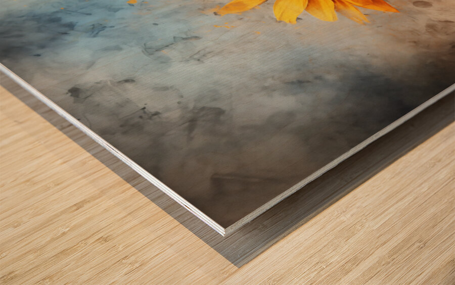 Fire And Ice - Sunflower Contrast Art Prints Impression sur bois