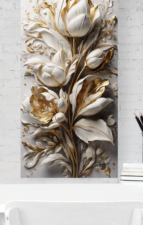 GoldandWhiteTulips by Afro Glyph Gallery