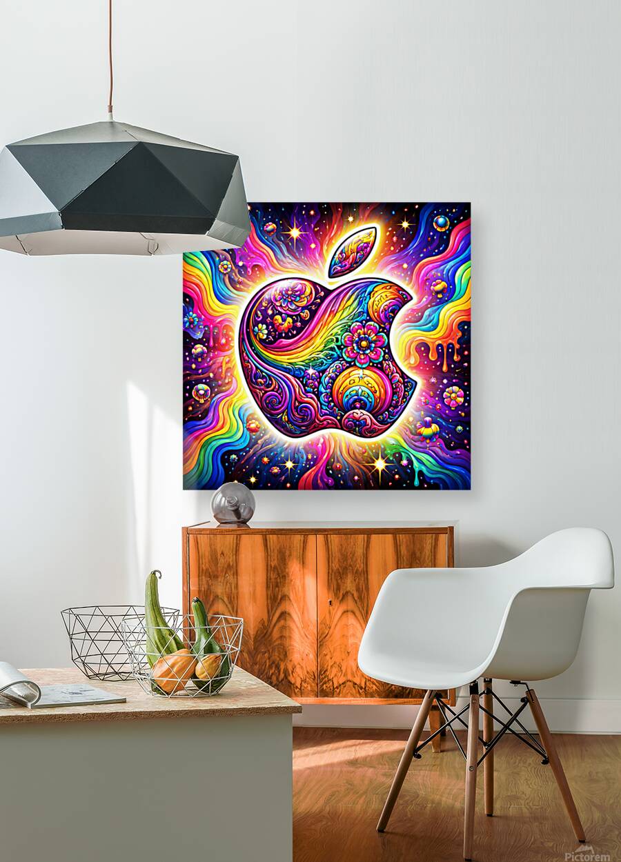 Psychedelic Rainbow Apple Wall Art Reproduction