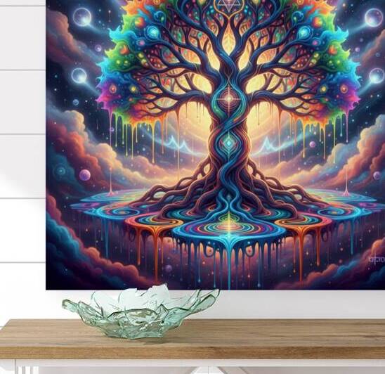 Vibrant Cosmic Tree of Life Art | Psychedelic Trippy Aesthetic by Simply With Love M S