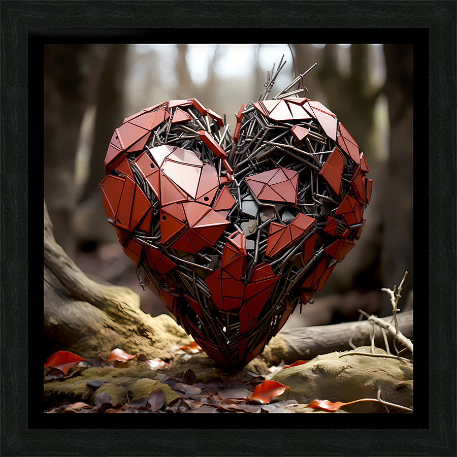 Art metallique emotionnel : Explorez le coeur casse  Picture Frame print