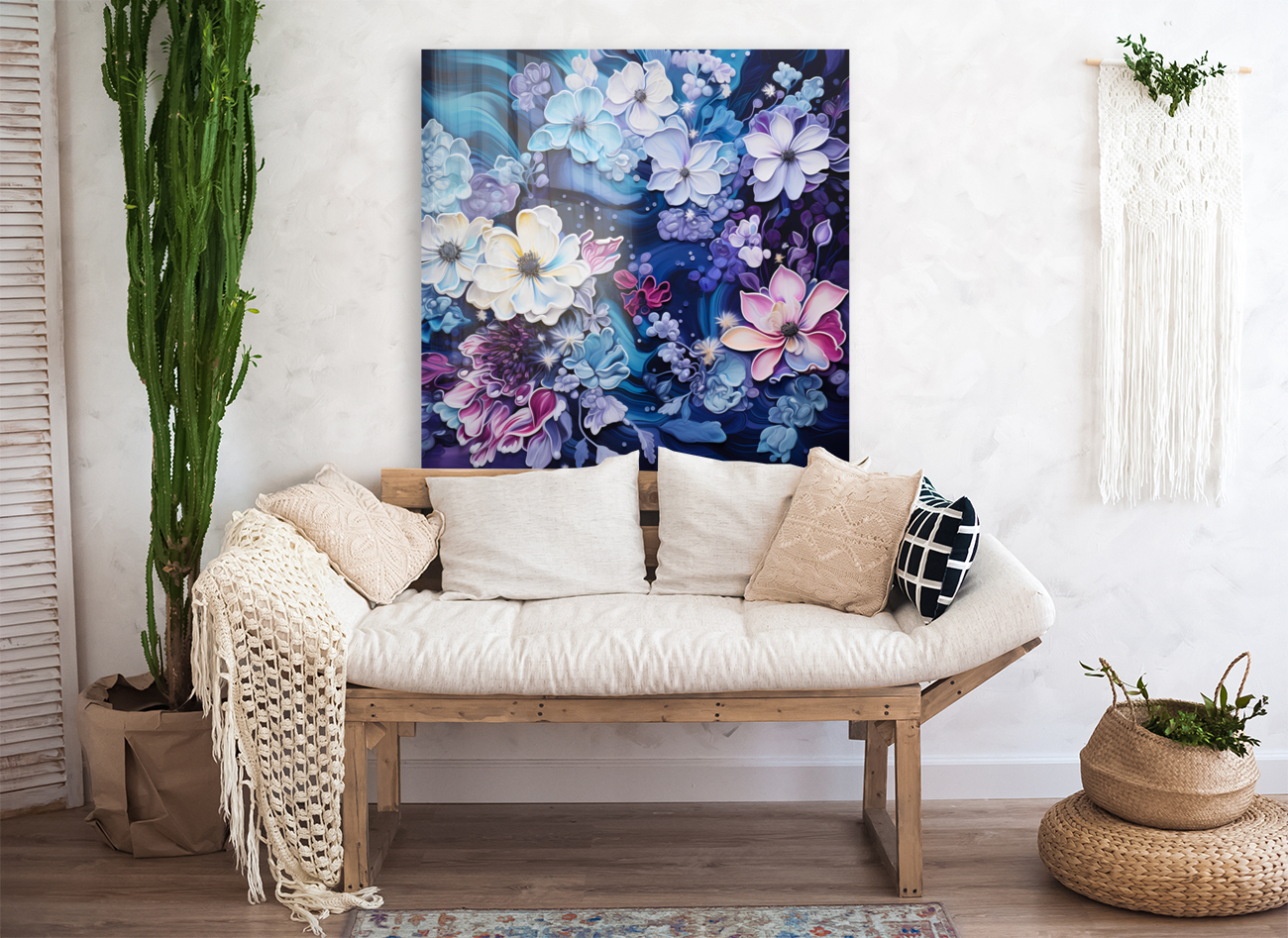 Midjourney Simulation : Une explosion florale sur fond fonce Reproduction