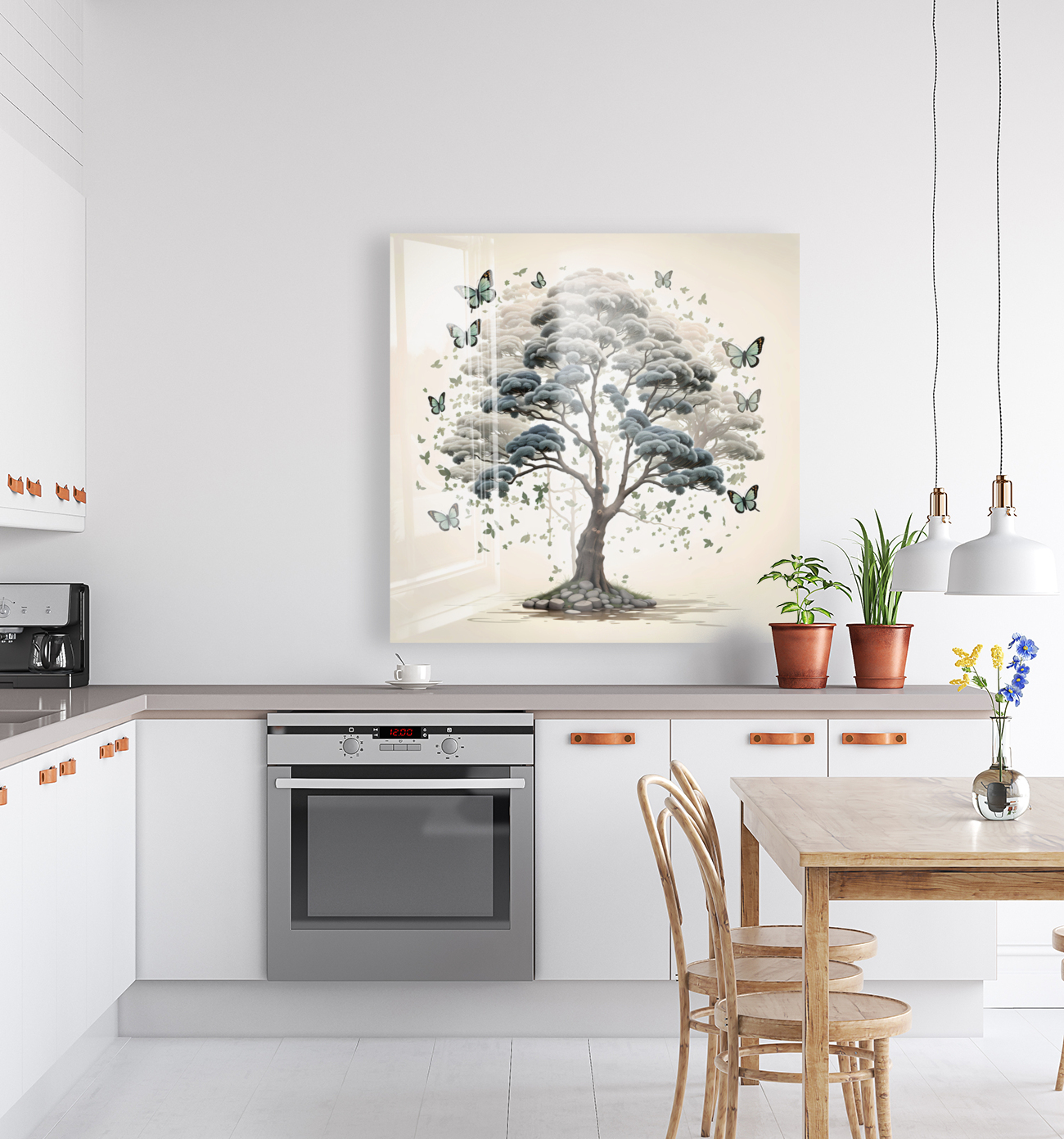 Double Exposition : Arbres et Papillons Reproduction