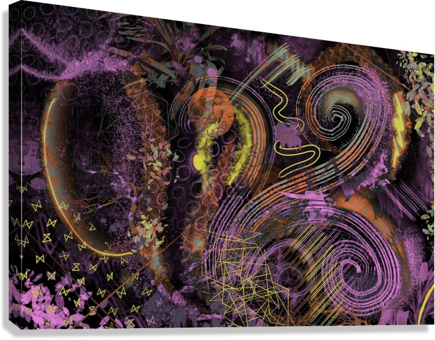 Peacock Abstract Neon Canvas Print