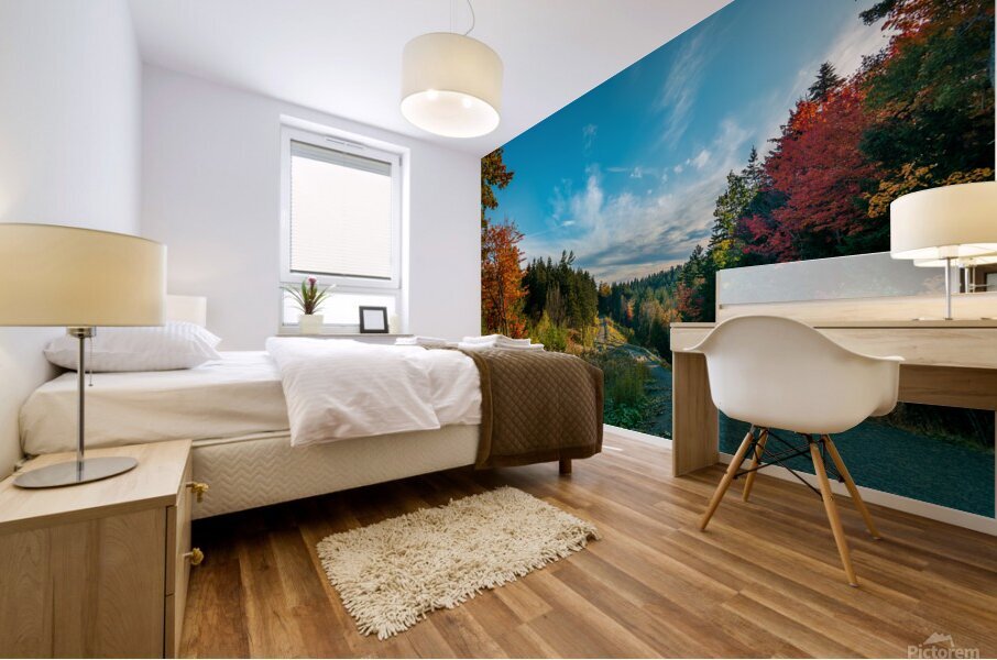 Red trees Autumn Mural print