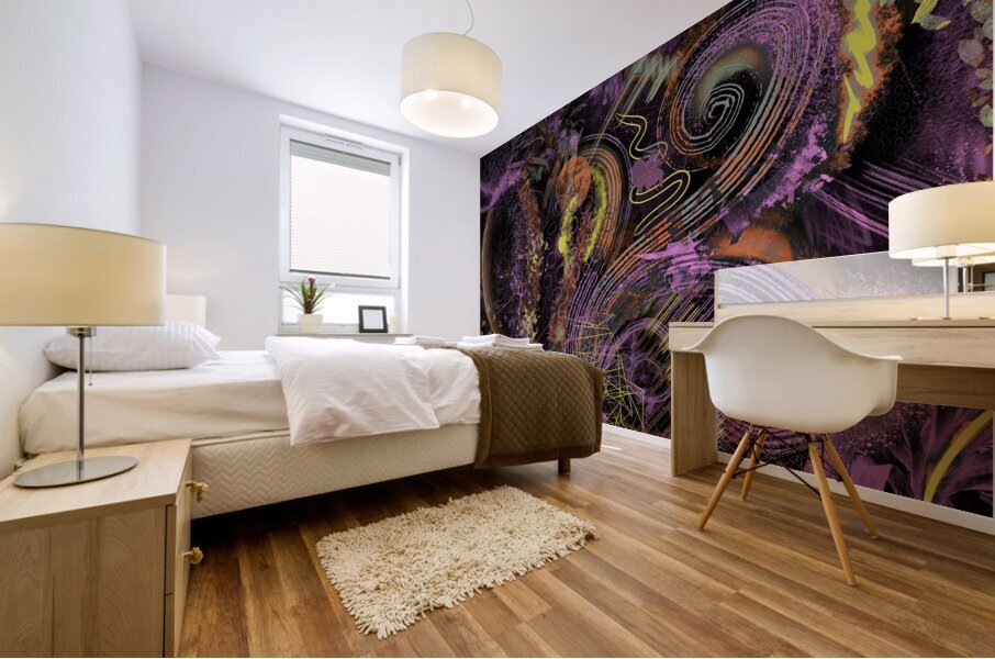 Peacock Abstract Neon Mural print