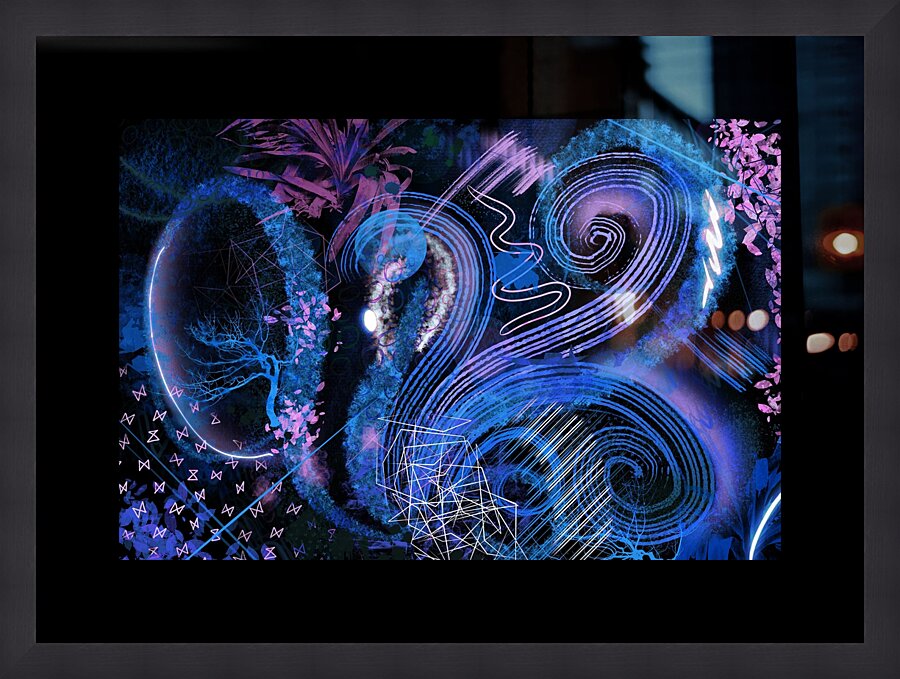 Peacock Abstract Blue Picture Frame print