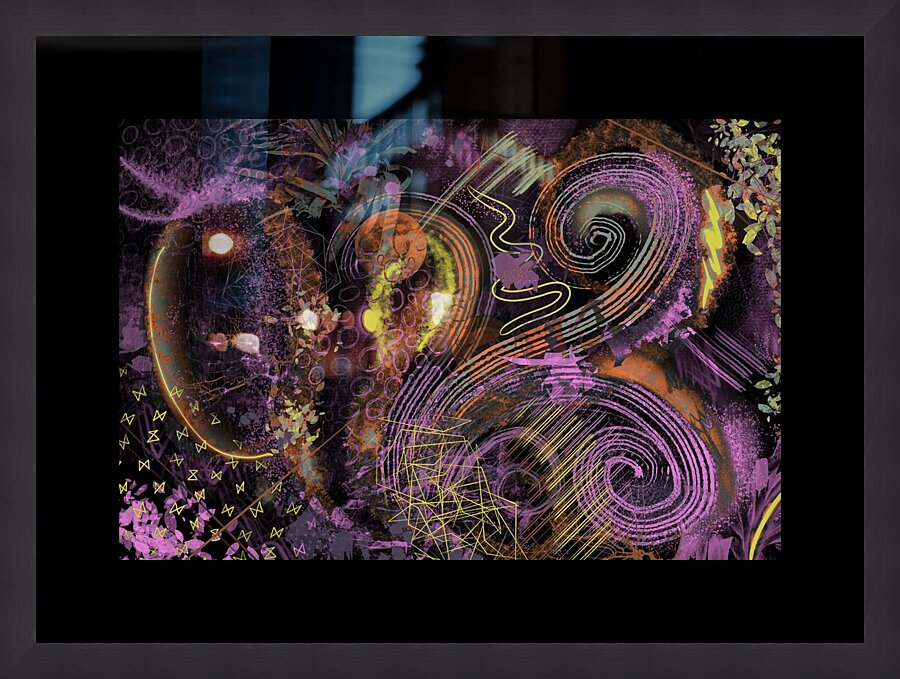 Peacock Abstract Neon Picture Frame print