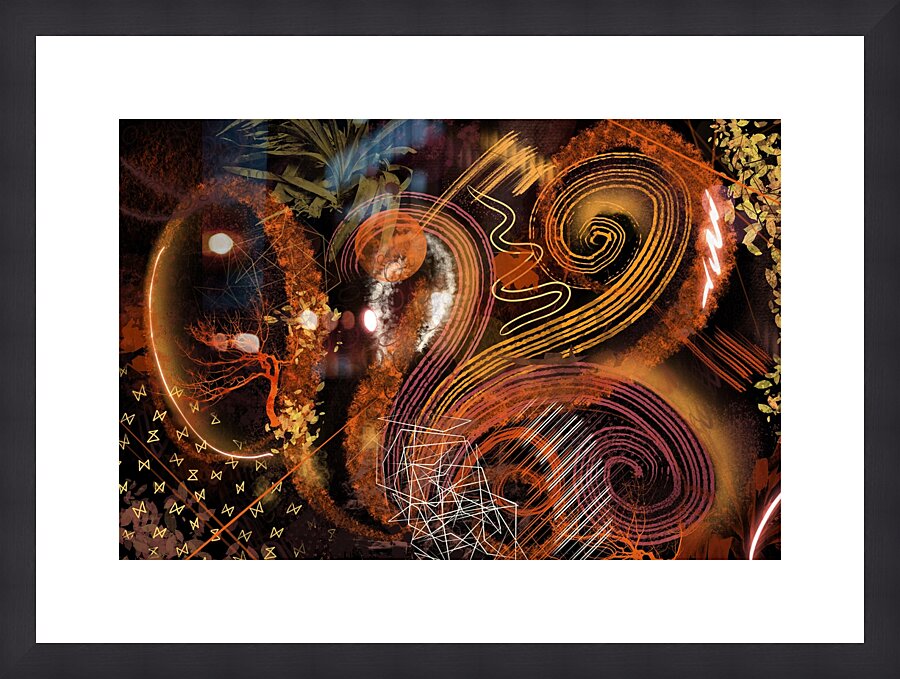 Peacock Abstract Dark Picture Frame print