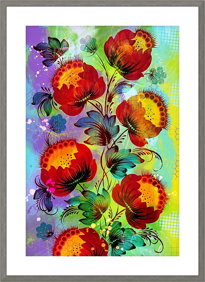 Abstract Petrykivka Picture Frame print