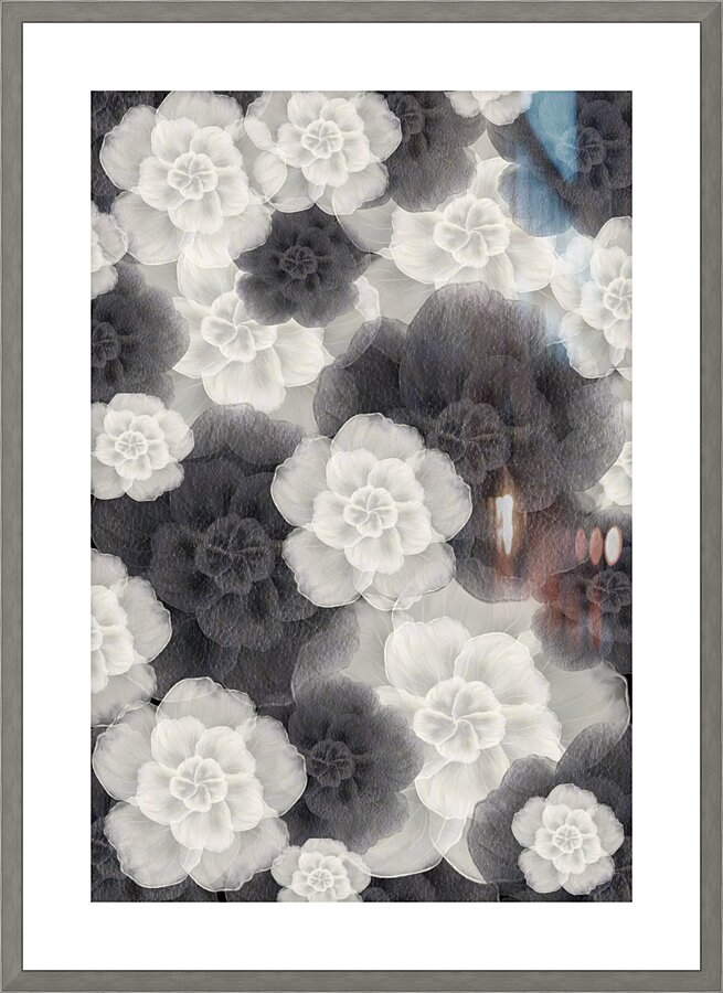Monochrome Petals Picture Frame print
