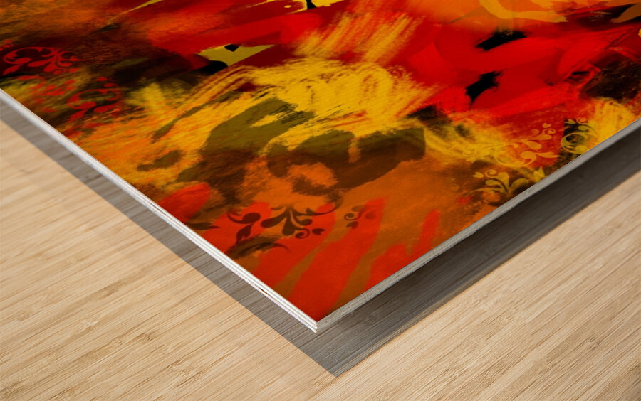 Neon Jungle Orange Wood print