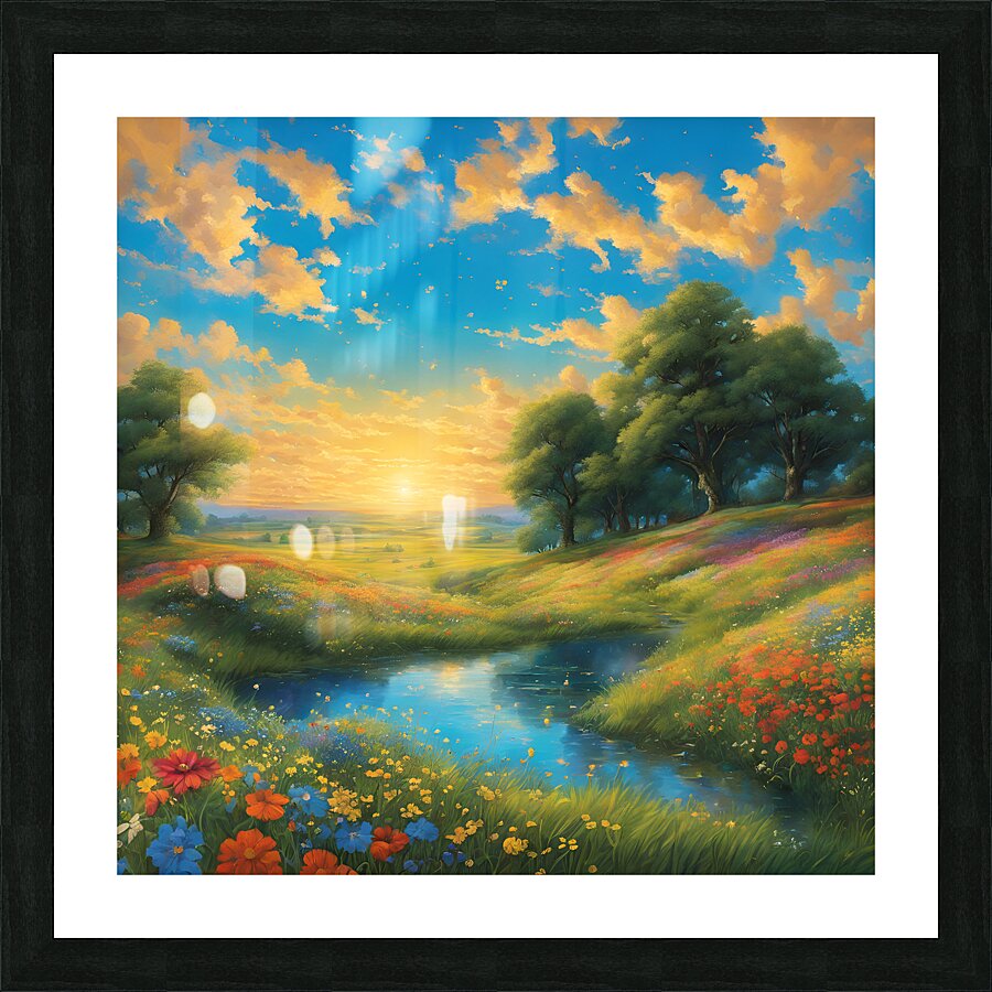 0 The vast expanse of the sky stretches above a f Picture Frame print