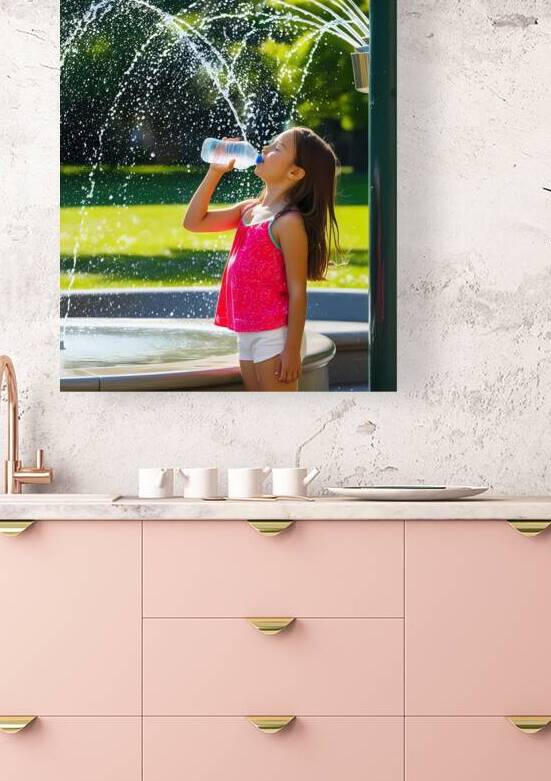 A girl is drinking water on a scorching hot day i by adel awad