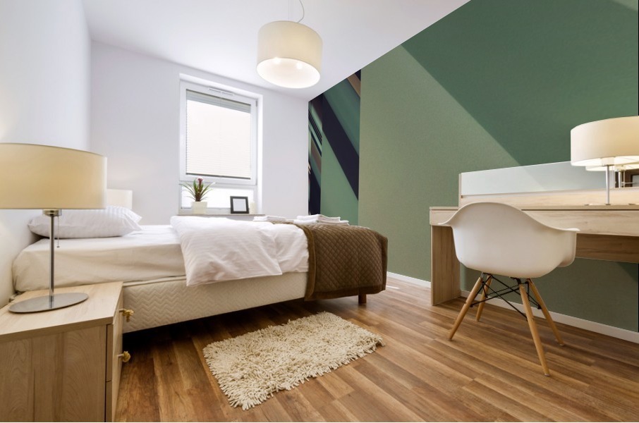 Slanted  Navy-Green Mural print