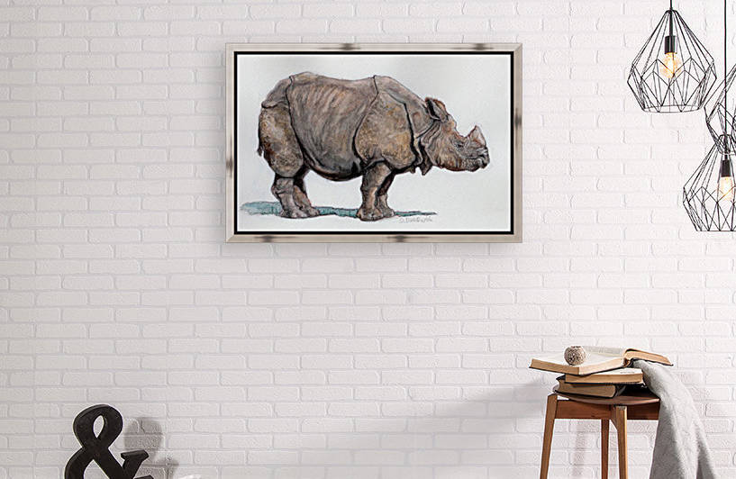 Water Color Rhino by Delaram dehrouyeh