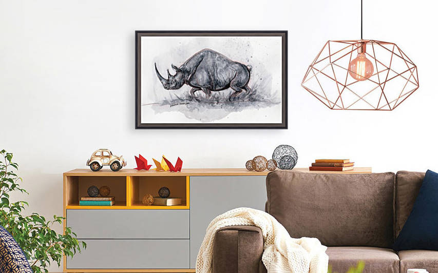 Rhino ink painting by Delaram dehrouyeh
