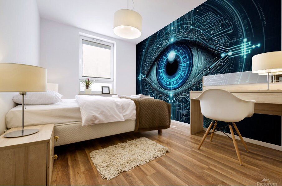 blue bionic eye Mural print