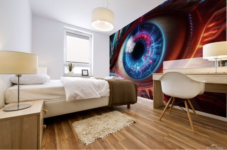 neon dragon bionic eye Mural print