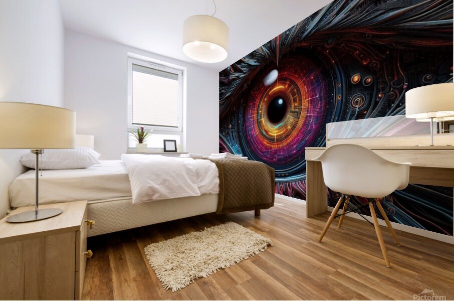 neon dragon 1 bionic eye Mural print
