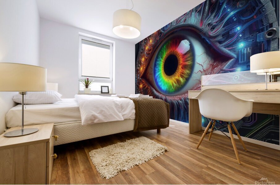 human bionic eye rainbow Mural print