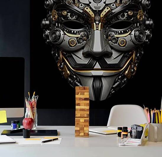 mask of V anonymous reimagined in a steampunk style gold silver 44 by KATHEO