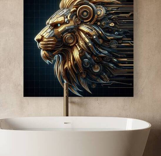 cybernetic lion 4 digital works series1-4 by KATHEO