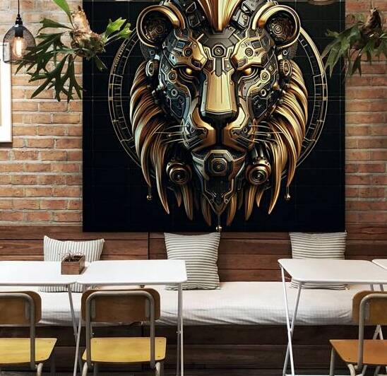 cybernetic lion 4 digital works series1-2 by KATHEO