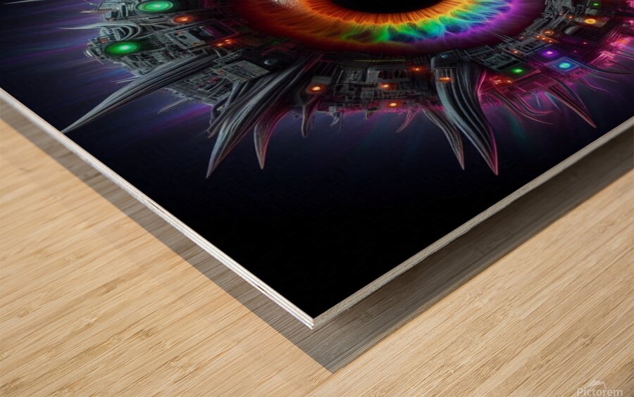 rainbow bionic eye Wood print