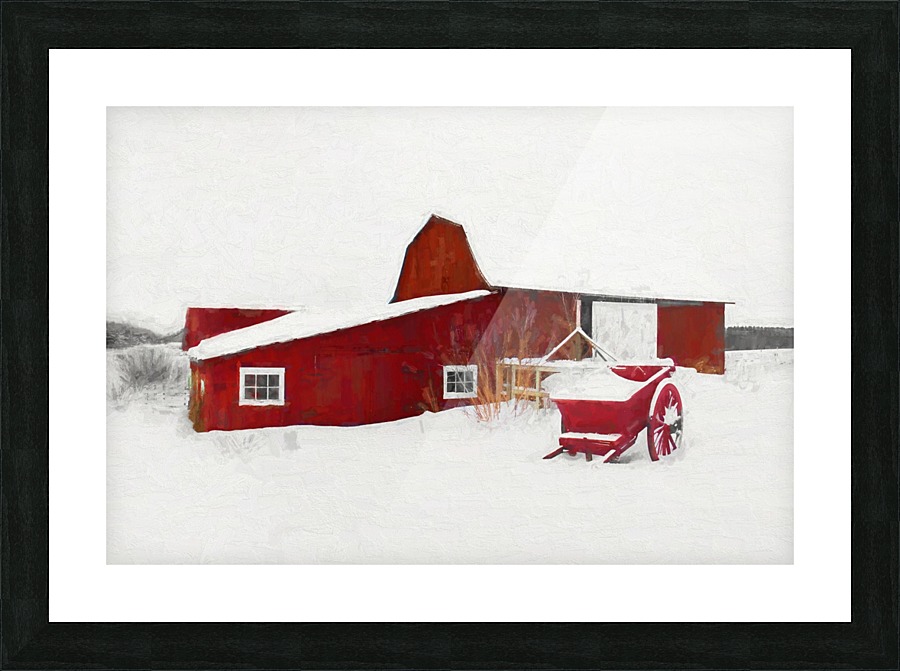 Grange neige Picture Frame print