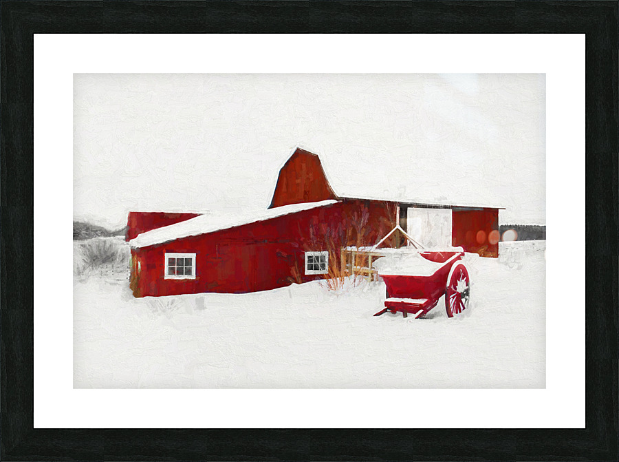 Grange neige Picture Frame print