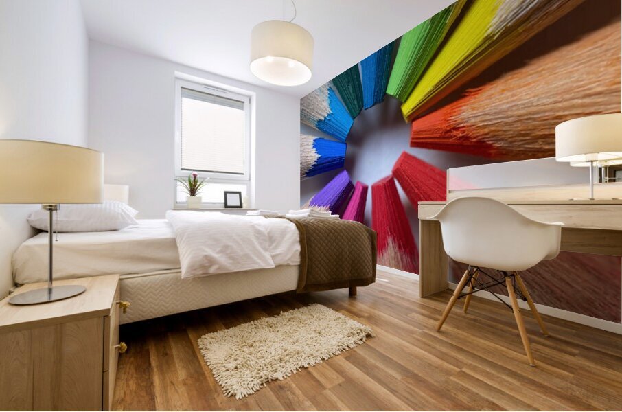 Pencil Crayon Rainbow Mural print
