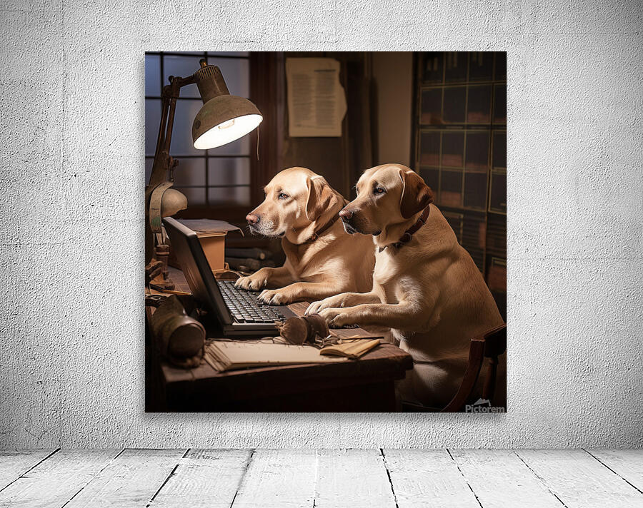 Golden Labradors Texting AI Wall Preview