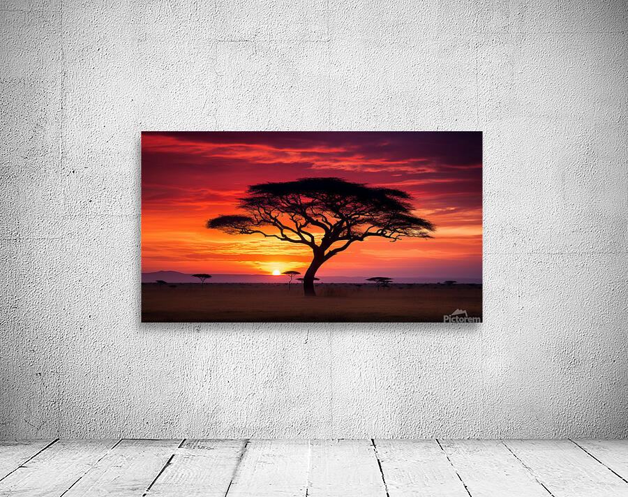 Acacia Tree on Serengeti AI Wall Preview