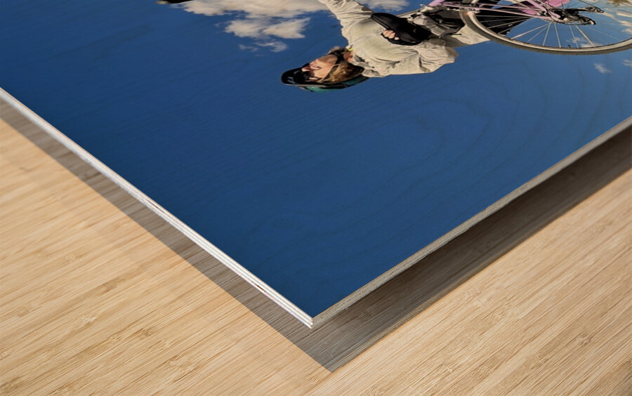 Cycling Reflection Wood print